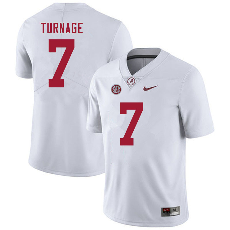 Men #7 Brandon Turnage Alabama White Tide College Football Jerseys Sale-White